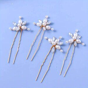 PEARL & RHINESTONE HAIR PINS (set of 4)